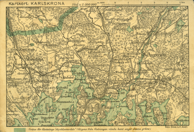 Detailierte alte Karte von Karlsruhe, Deutschland, mit sichtbaren Straßen, Gebäuden und Sehenswürdigkeiten, sowie Text oben und unten auf dem Papier.
