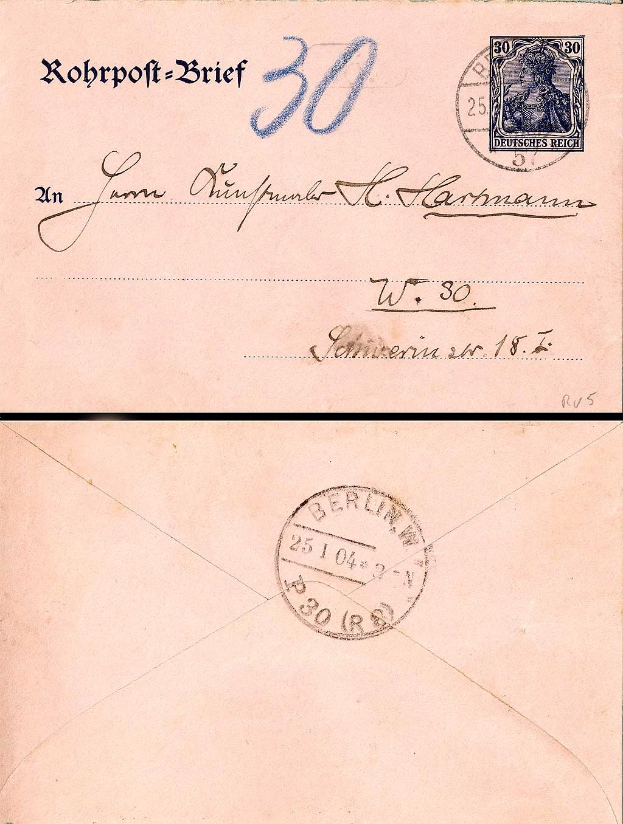 Alter Brief an Deutschland mit Stempel und zusätzlichem Text.