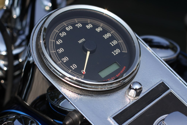 Tachometer on a motorcycle.