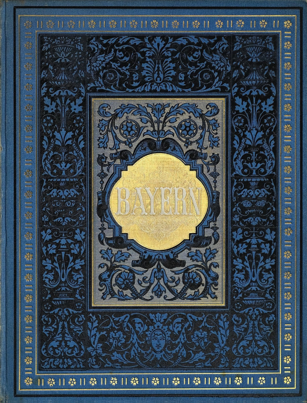 Blau-goldenes Buch mit "Bayern" auf dem Cover mit detaillierten Designs.