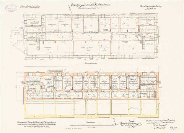 Ein detaillierter Grundrissplan des Stadtplatzes in Dresden, Deutschland, mit zahlreichen Räumen und begleitendem Text zur Beschreibung des Gebäudeaufbaus.