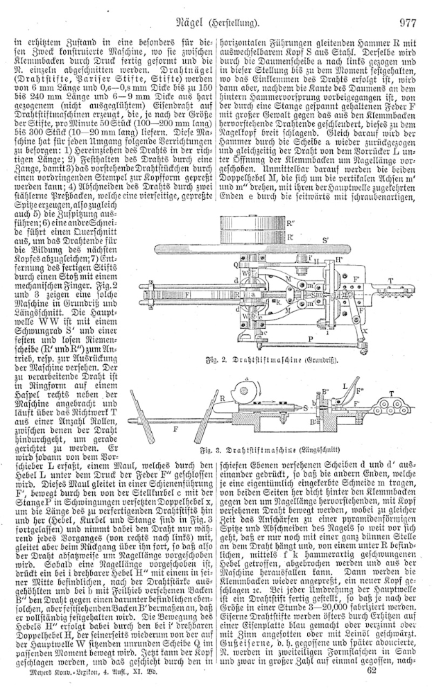 Eine Buchseite mit einer Maschinenzeichnung und dem Text "Deutsches Patent 977,977" sowie mehreren umgebenden Bildern der Maschine.