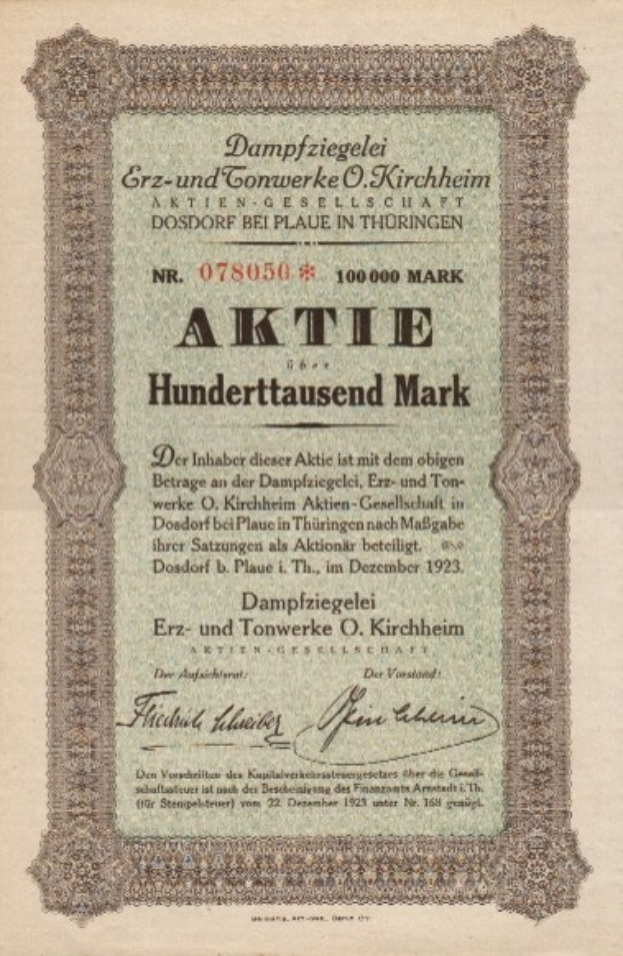 Altes deutsches Wertpapier mit einem Männerporträt und bedrucktem Text, der wahrscheinlich dessen Herkunft beschreibt.